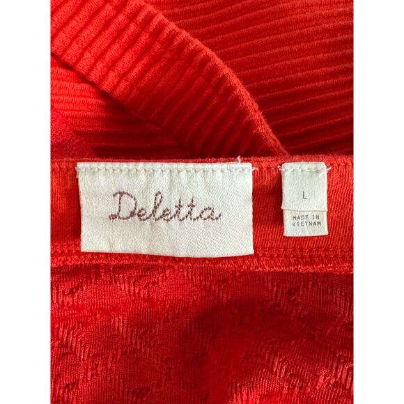 Anthropologie Deletta Gavi Textured Cross Back Sleeveless Top in Red Size L - Picture 6 of 10